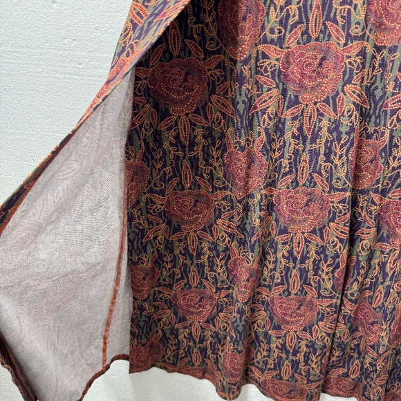 Soft Surroundings Alcott Floral Women's Maxi Dress 3/4 Sleeve Sz L Boho Western - Picture 9 of 12